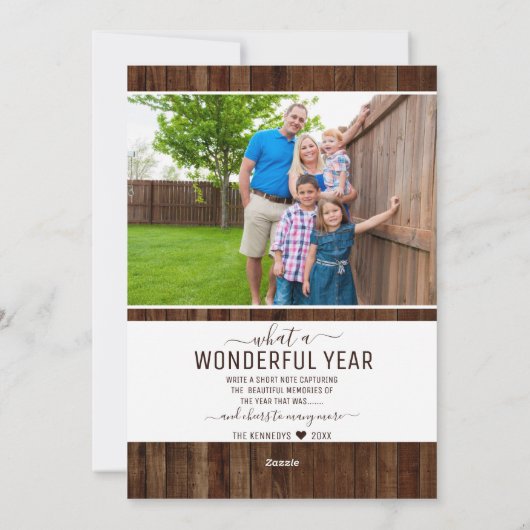 Rustic Wood 13 jaar fotocollage in Review Feestdagenkaart (Achterkant)