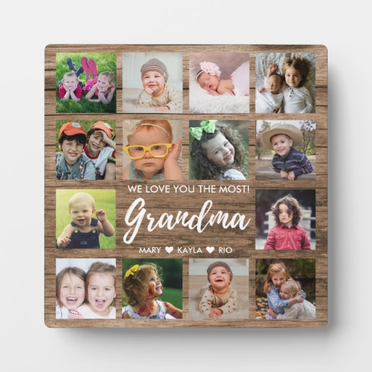 Rustic Wood 14 Foto Collage We houden van je oma Fotoplaat (Voorkant)