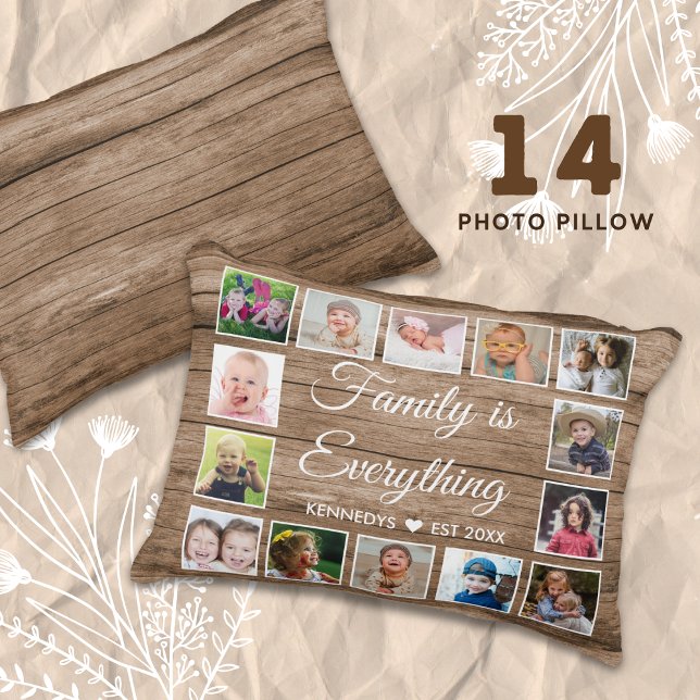 Rustic Wood 14 Quote voor fotocollage Accent Kussen (14 photo collage accent pillow)
