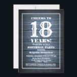 Rustic Wood 18th Birthday Party Kaart<br><div class="desc">Een rustic wood 18e verjaardagsfeestuitnodiging.</div>