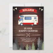 Rustic Wood 1 Happy Camper 1e verjaardag Kaart (Voorkant)