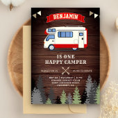 Rustic Wood 1 Happy Camper 1e verjaardag Kaart