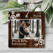 Rustic Wood 1 Kerstmis Mr. & Mrs Foto Keramisch Ornament
