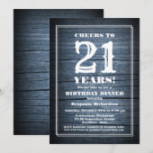 Rustic Wood 21st Birthday Dinner Party Kaart (Voorkant / Achterkant)