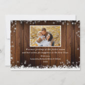 Rustic Wood 2 Familie Foto met prettig kerstfeest Feestdagenkaart (Achterkant)