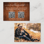 Rustic Wood 2 QR Photo Wedding RSVP - Gegevens Informatiekaartje (Voorkant / Achterkant)