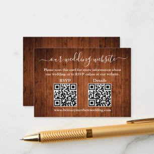 Rustic Wood 2 QR Wedding RSVP - Gegevens Informatiekaartje