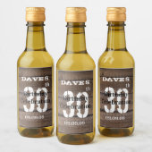 Rustic Wood 30th Any Age Birthday Party Favor Mini Wijn Etiket (Flessen)