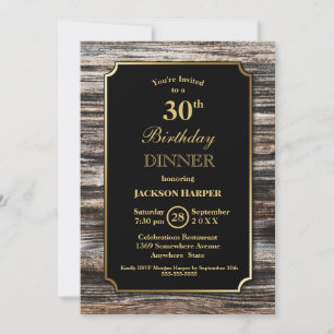 Rustic Wood 30th Birthday Dinner Party Kaart