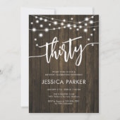 Rustic Wood 30th Birthday Party Kaart (Voorkant)