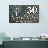 Rustic Wood 30th Birthday Party Photo Banner (Beurs)