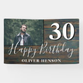 Rustic Wood 30th Birthday Party Photo Banner (Horizontaal)