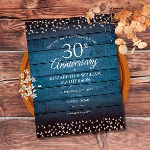 Rustic Wood 30th Pearl Jubileum Save the Date Briefkaart