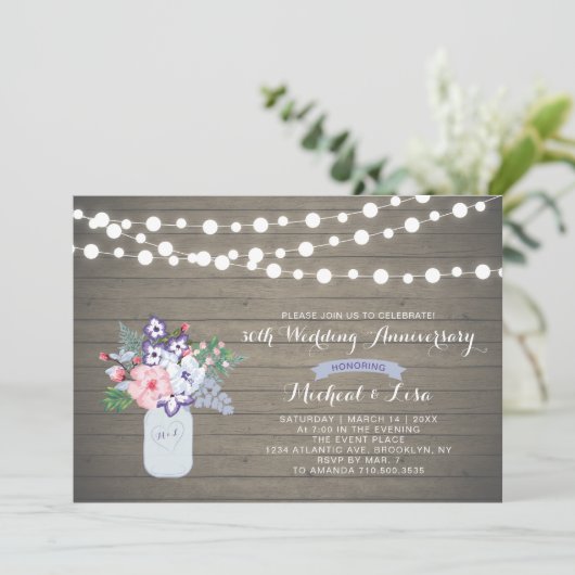 Rustic Wood 30th Wedding Jubileum Uitnodiging (Staand voorkant)