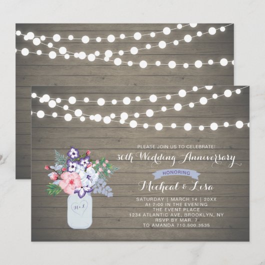 Rustic Wood 30th Wedding Jubileum Uitnodiging (Voorkant / Achterkant)