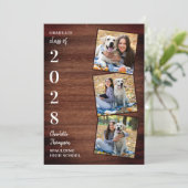 Rustic Wood 3 Aankondiging Casual Afstuderen foto (Staand voorkant)