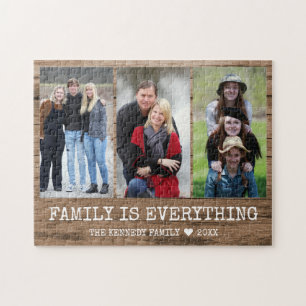 Rustic Wood 3 Citaat van de Naam van de Familie va Legpuzzel