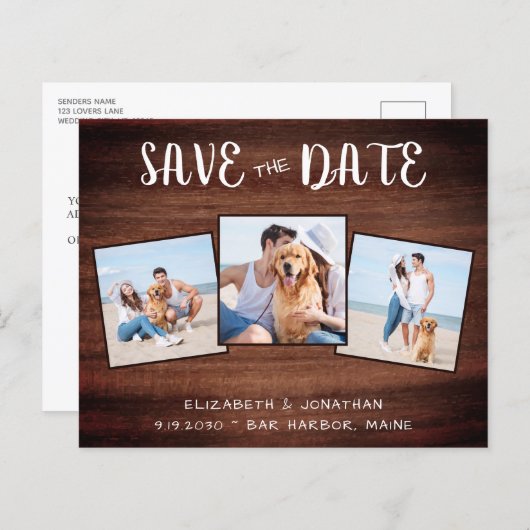 Rustic Wood 3 Foto budget Weddenschap sparen de da (Voorkant / Achterkant)