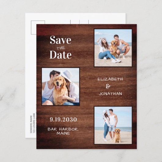 Rustic Wood 3 Foto budget Weddenschap sparen de da (Voorkant / Achterkant)