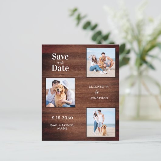 Rustic Wood 3 Foto budget Weddenschap sparen de da (Staand voorkant)