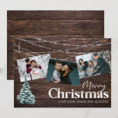 Rustic Wood 3 Foto met prettige kerstKaart met boo Kaart (Voorkant / Achterkant)