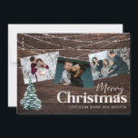 Rustic Wood 3 Foto met prettige kerstKaart met boo Kaart<br><div class="desc">Stuur een leuke,  leuke,  mooie,  mooie,  mooie kerstkaart uit het platteland,  compleet met je foto's,  voor de Feestdagen. Bekijk ons collectie voor kerstKaart voor kaarten met een ander lettertype. Geschikt voor drie foto's.</div>