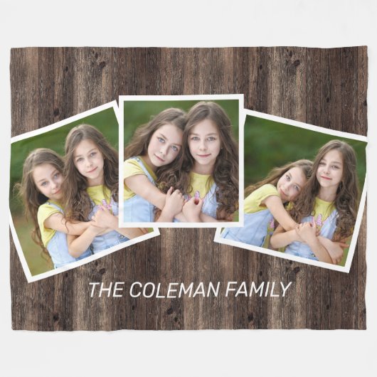 Rustic Wood 3 Foto naam Fleece Deken (Voorkant (Horizontaal))
