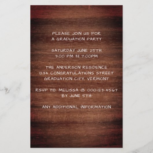 Rustic Wood 3 Uitnodiging tot Afstuderen voor foto (Achterkant)