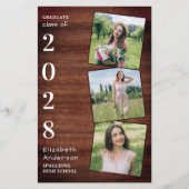 Rustic Wood 3 Uitnodiging tot Afstuderen voor foto (Voorkant)