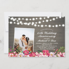 Rustic Wood 40e Foto Huwelijksjubileum Kaart