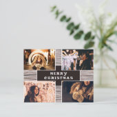 Rustic Wood 4 Afbeelding voor kerstmis met fotocol Briefkaart (Staand voorkant)