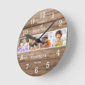 Rustic Wood 4 foto collage familie is alles Ronde Klok (Hoek)