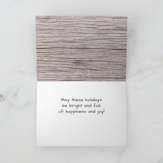 Rustic Wood 4 Foto-collage Kerstmis Feestdagen Kaart (Binnen)