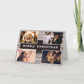 Rustic Wood 4 Foto-collage Kerstmis Feestdagen Kaart (Voorkant)