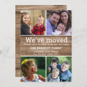 Rustic Wood 4 Foto Collage We hebben New Home verp Aankondiging (Voorkant / Achterkant)