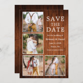 Rustic Wood 4 Foto Verloving Save The Date (Voorkant / Achterkant)