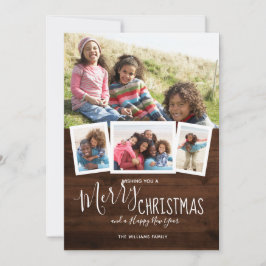 Rustic Wood 4 Fotocollage kerst Feestdagenkaart