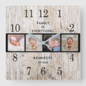 Rustic Wood 4 Quote voor fotocollage Vierkante Klok (Voorkant)
