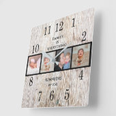 Rustic Wood 4 Quote voor fotocollage Vierkante Klok (Hoek)