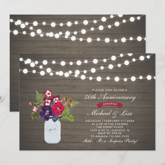 Rustic Wood 50e verjaardag huwelijksjubileum Kaart (Voorkant / Achterkant)