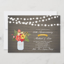 Rustic Wood 50e verjaardagsverjaardag bruiloft jub Kaart