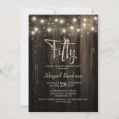 Rustic Wood 50th Birthday Party Kaart (Voorkant)