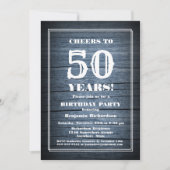 Rustic Wood 50th Birthday Party Kaart (Voorkant)