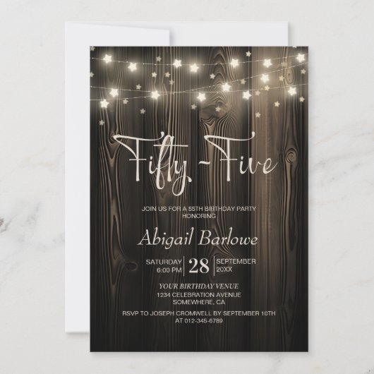 Rustic Wood 55e verjaardagsfeestje Kaart (Voorkant)