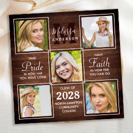 Rustic Wood 5 Fotocollage Afstuderen Aankondiging