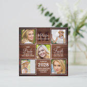 Rustic Wood 5 Fotocollage Afstuderen Kaart (Staand voorkant)