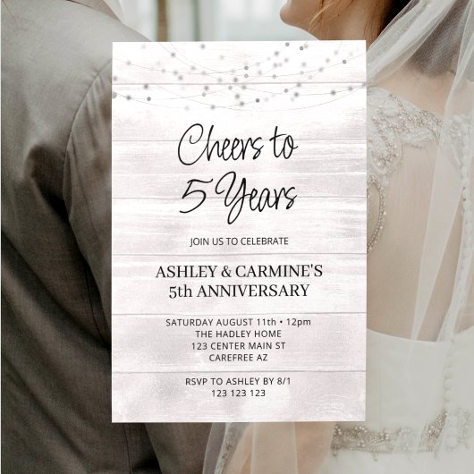 Rustic Wood 5e trouwjubileum Kaart