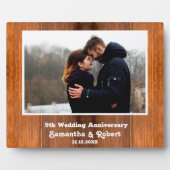Rustic Wood 5th Wedding Jubileum Foto Fotoplaat (Voorkant)