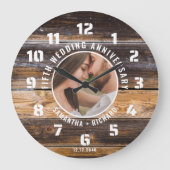 Rustic Wood 5th Wedding Jubileum Foto Grote Klok (Voorkant)