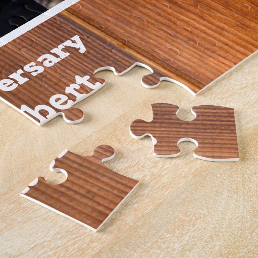 Rustic Wood 5th Wedding Jubileum Foto Legpuzzel (Zijkant)